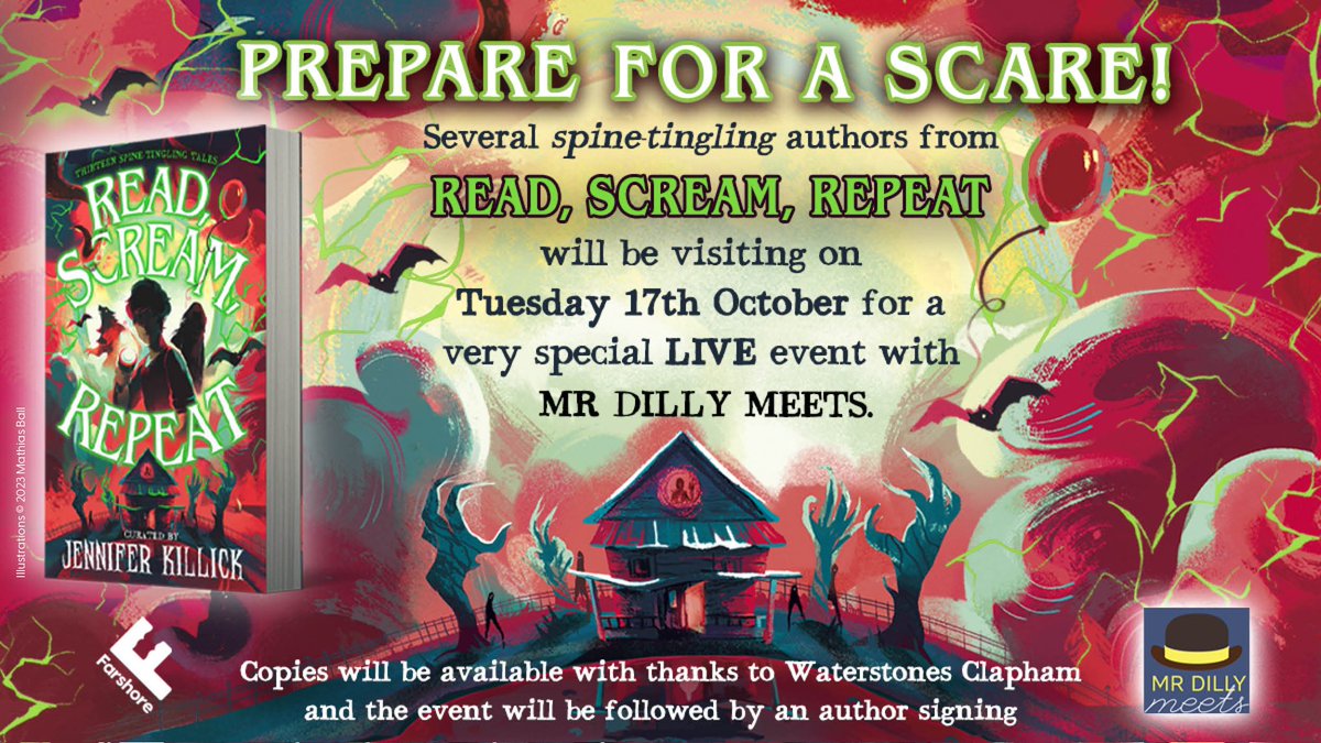 mrdillypresents's tweet photo. ๐ปGet ready to READ, SCREAM, REPEAT as Mr Dilly Meets LIVE on-stage the fab @JenniferKillick @DanSmithAuthor @OjiBrown73 @BooksandChokers @RachelDelahaye & #kirstyapplebaum Prepare for a scare! ๐ฑ #kidlit #edutwitter #authors #mrdilly #BackToSchool https://t.co/8fltcHTbsf
