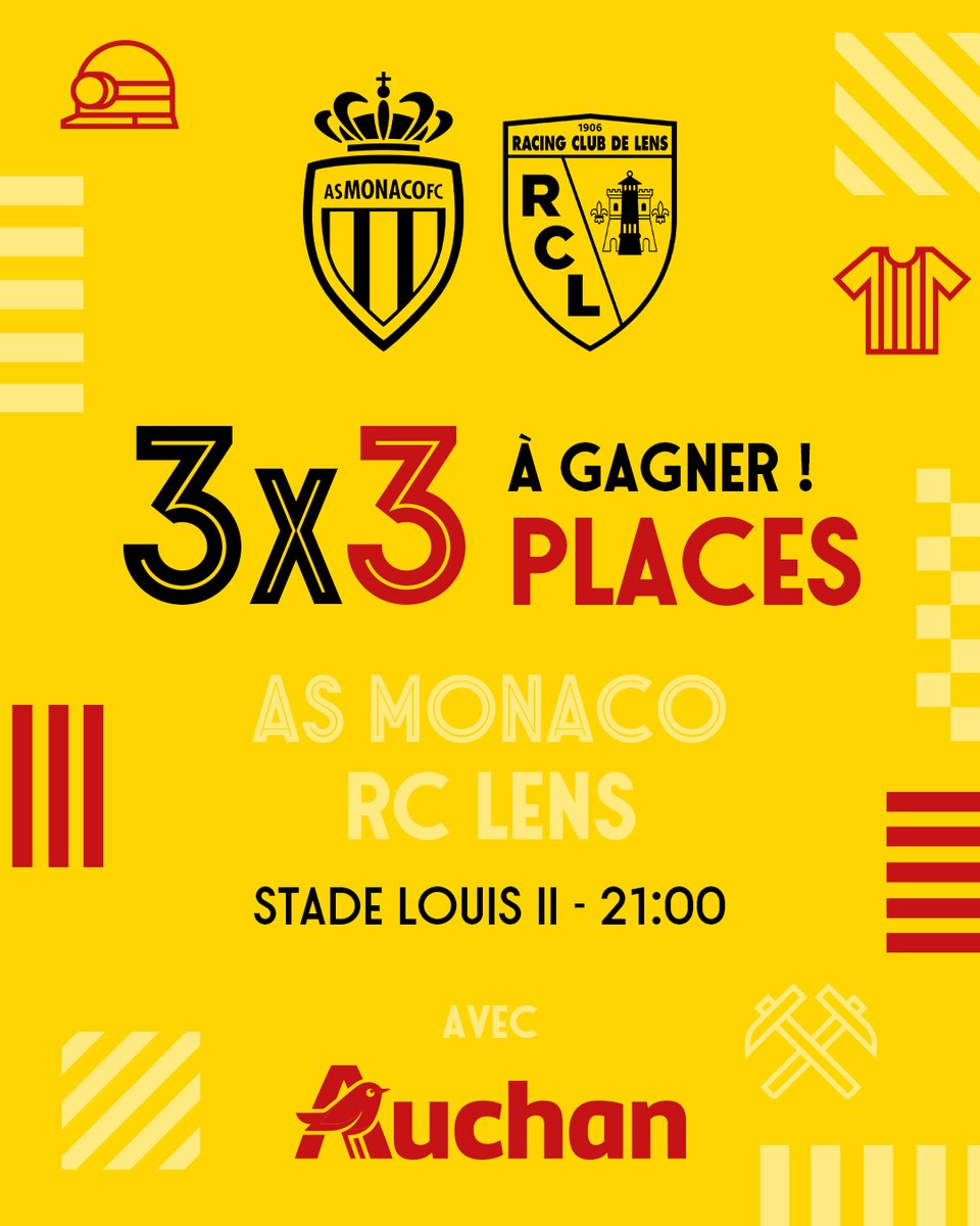 RCLens's tweet image. Neuf places à gagner pour le déplacement sur le Rocher ! 🔥

Alors que le parcage visiteurs affiche complet pour #ASMRCL, notre partenaire majeur @AUCHAN_France vous fait gagner 3x3 billets pour le match de ce samedi au stade Louis II. 🎟️

🚨 Tirage au sort parmi les RT à 16h30