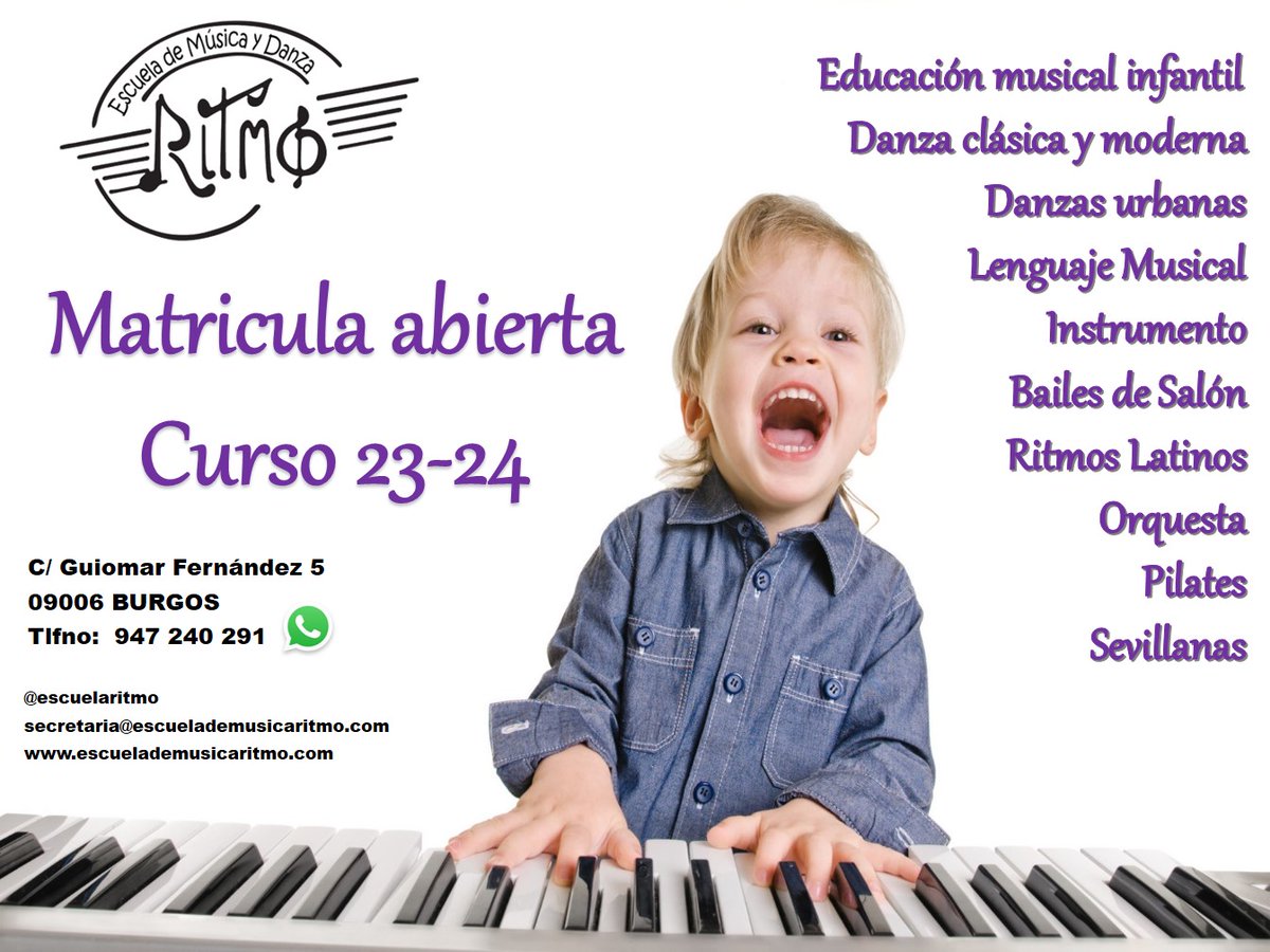 EscuelaRitmo's tweet photo. Ya hemos vuelto!!!! Si buscas clases de Música o de Danza @EscuelaRitmo es tu @escuela 
Contacta con nosotros y te informaremos. https://t.co/ItZWfrGb7r