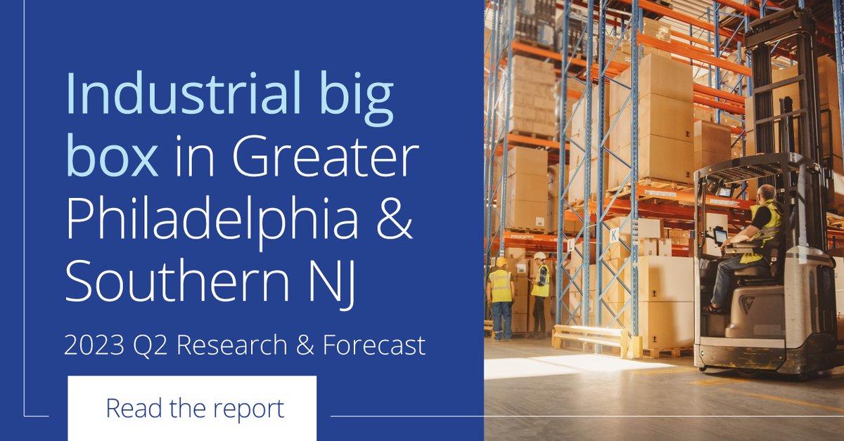 ColliersPhilly's tweet photo. Read how 34.3 MSF of new occupier deals and strong tenant demand shape a busy industrial market and more in our Q2 Greater Philadelphia and Southern New Jersey Industrial Big Box and Research report, now online: https://t.co/6po0Aknxli https://t.co/yuM1wUHeGa