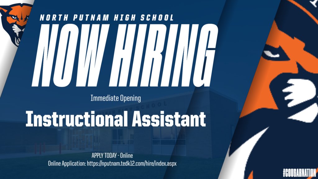 We have an immediate need for an Instructional Assistant to work at North Putnam High School!  Contact us today for an interview!