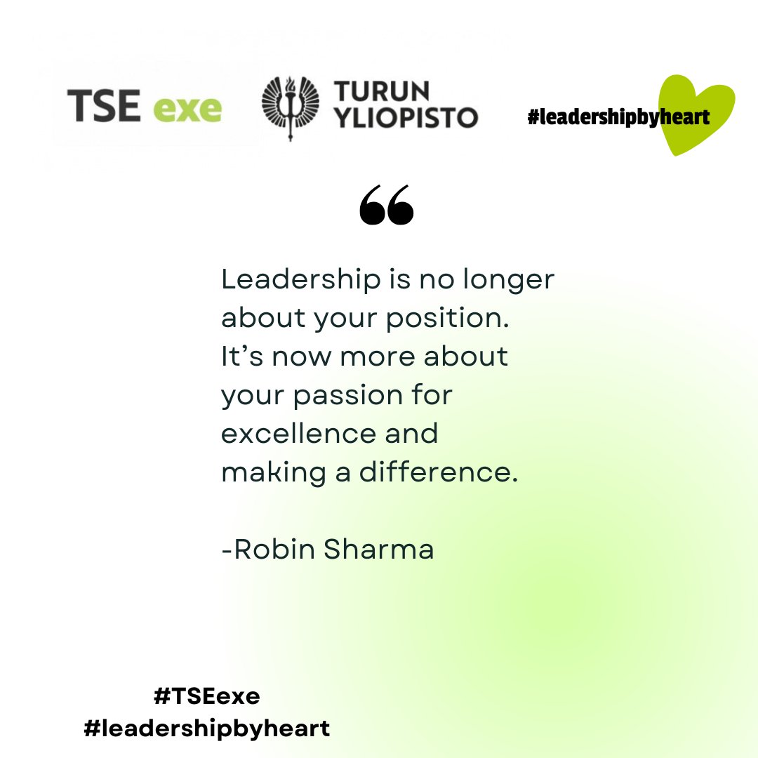 Perjantain kunniaksi inspiraatiota johtamiseen tarjoilee tänään kanadalainen kirjailija Robin Sharma ☀ Mukavaa viikonloppua sekä alkanutta syksyä toivottaa koko TSE exe!

#TSEexe #leadershipbyheart #inspiration #weekend