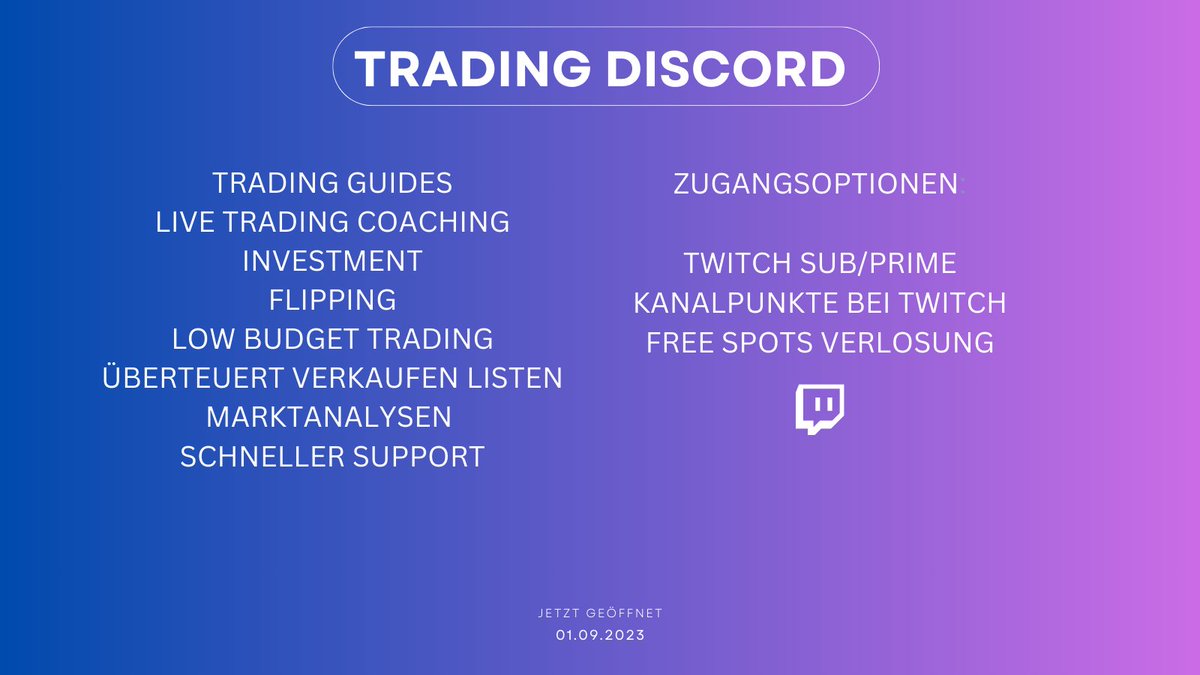 DaredevilEA's tweet image. TRADING DISCORD ist ab heute geöffnet, wir beginnen die Vorbereitungen für EAFC 24 👀

Zur Feier des Tages verlosen wir einen Spot für das ganze EA FC 24! 🥳🍀

TEILNAHME: 

▪️ Liken und Reposten 🔄
▪️ Follow

Discord: discord.gg/DeGvWBu