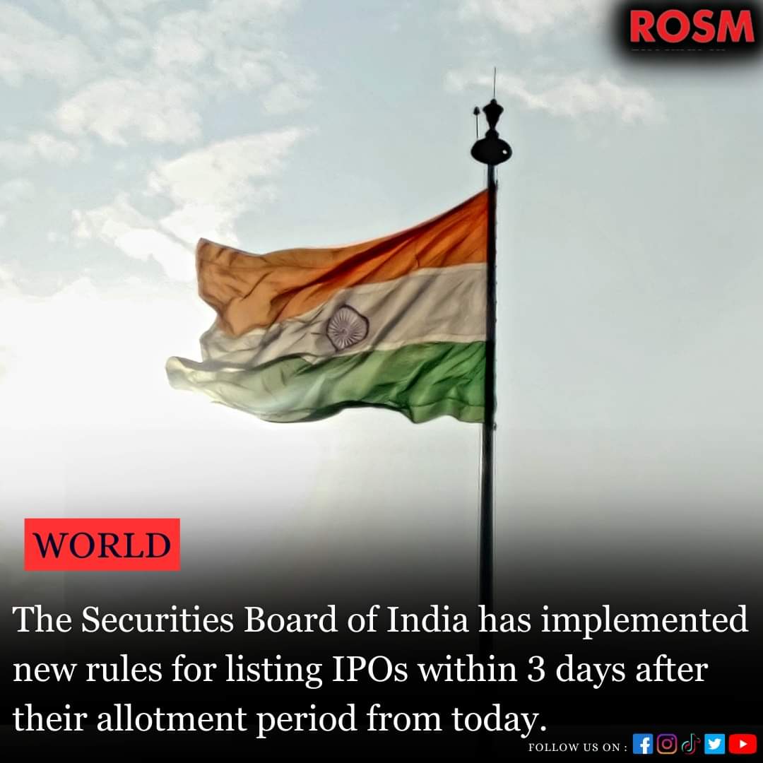 RoutineShare's tweet photo. The Securities Board of India has implemented new rules for listing IPOs within 3 days after their allotment period from the previous 6 days. #Nepse #rosm #sebi https://t.co/8lXIyDMw84