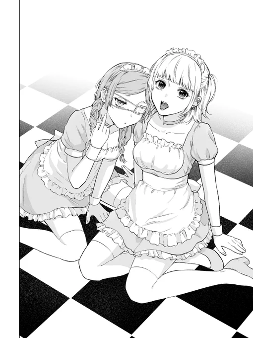 メイドカフェの不良コンビとその後輩 #創作百合 