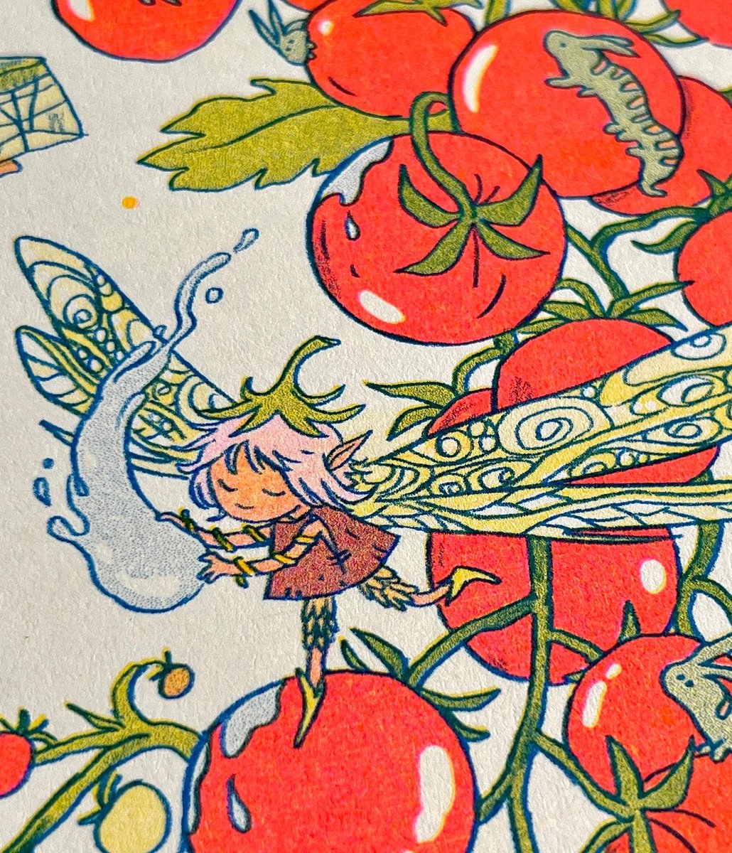 natAndrewson's tweet photo. New Riso print, the Sunflower Fairy! Part of my seasonal fairy prints I’m calling Garden Fairies. Riso printed in blue, yellow and fluorescent pink! https://t.co/ZCjLmLFhud