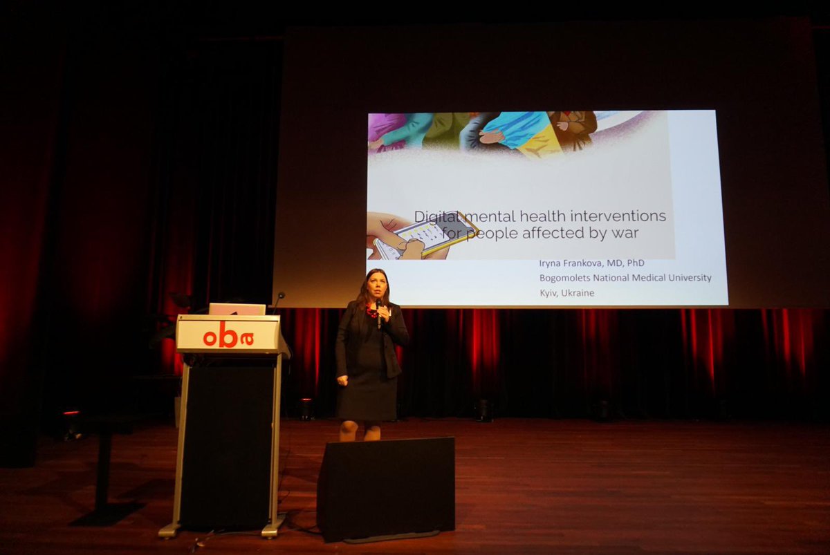 Keynote speaker <a href="/iryna_frankova/">Iryna Frankova</a> from <a href="/VUamsterdam/">Vrije Universiteit Amsterdam (inactief)</a> on digital interventions for people affected by war. Such a strong topic and so well delivered! #esrii23 #esrii2023 <a href="/TheISRII/">ISRII</a> @heleenriper @pimcuijpers #mentalhealth #digitalhealth #diversity