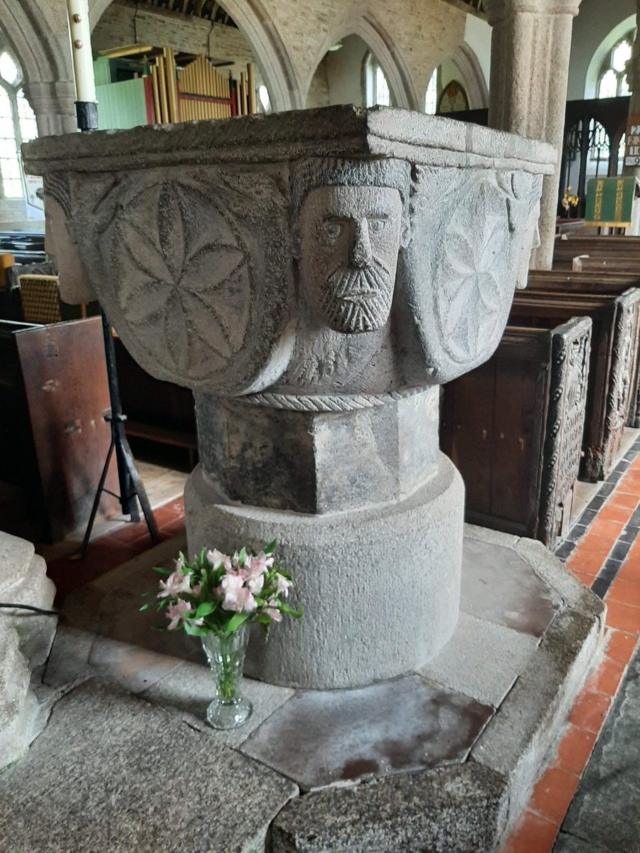The Norman font in St Nonna's Church, Altarnun, Cornwall... #FontsonFriday