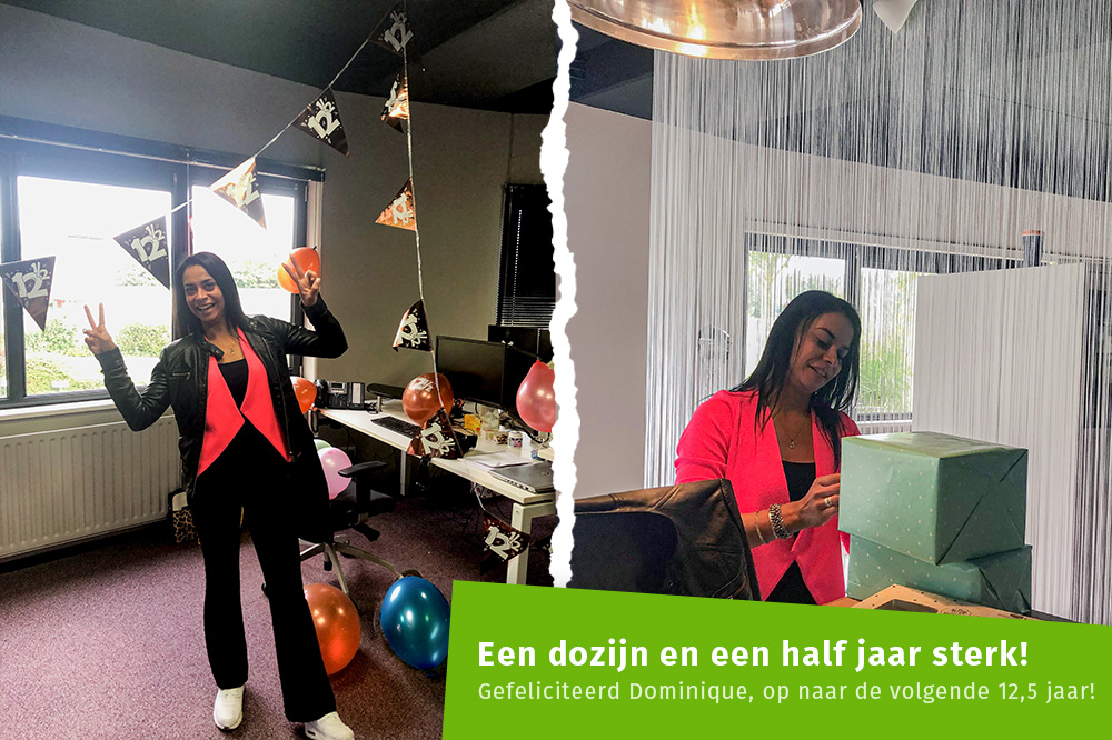 EveryLeisure's tweet photo. 𝗙𝗲𝗲𝘀𝘁𝗲𝗹𝗶𝗷𝗸𝗲 𝗺𝗶𝗷𝗹𝗽𝗮𝗮𝗹!
We hebben wat te vieren: onze collega Dominique is 12,5 jaar bij EveryOffice in dienst! Al 12,5 jaar lang zorgt Dominique ervoor dat onze administratie op rolletjes loopt. Van harte gefeliciteerd met dit prachtige jubileum, Dominique. https://t.co/iHHDwtZlRG