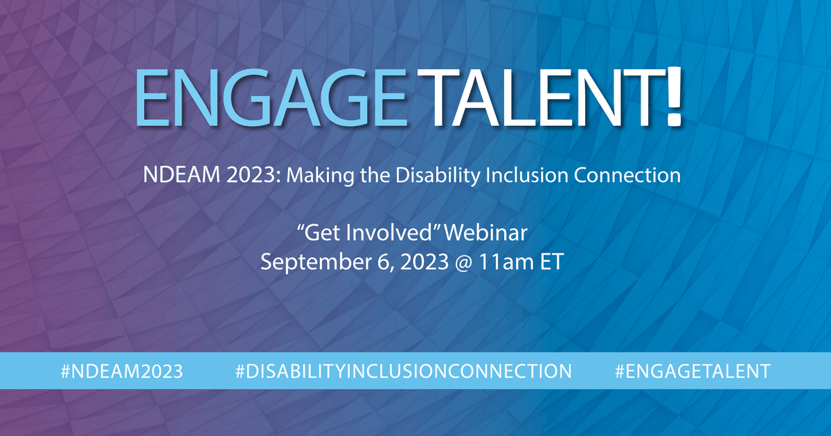 odenetwork's tweet photo. Last call to sign up for our 2023 #NDEAM webinar on Sept 6 @ 11 am ET! What NDEAM’s all about, 2023 campaign info &amp; how to participate, Q&amp;A session. Register b4 you head out for Labour Day Weekend: https://t.co/CpRVTmnpfD #EngageTalent #NDEAM2023 #DisabilityInclusionConnection https://t.co/VhUb0rQyhp