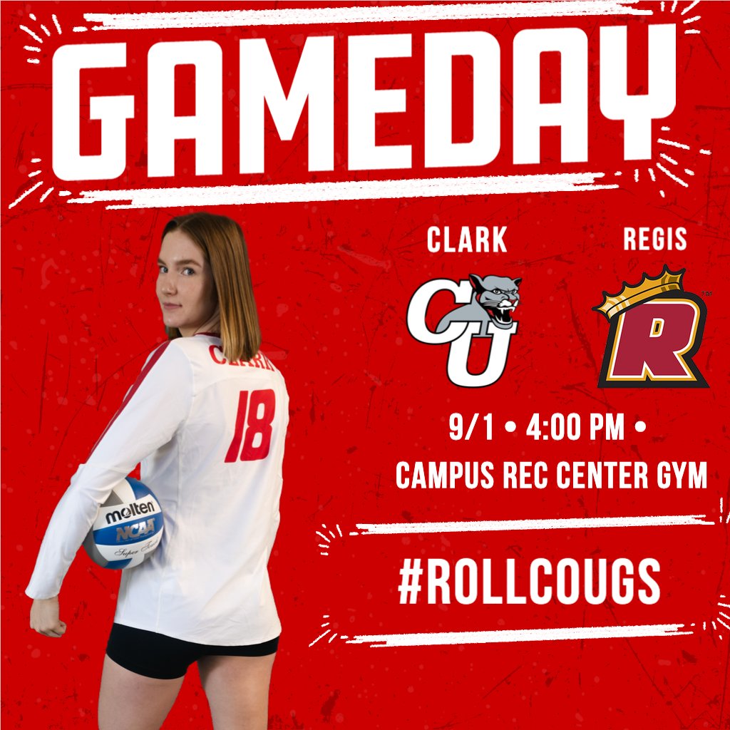Clark_Vball's tweet photo. It's GAMEDAY!! Volleyball travels to Rhode Island for their first match of the 2023 campaign!

⏰ 4:00 p.m.
📍 Campus Rec Center Gym (Roger Williams)
📹 https://t.co/7bQH5ea59R

#RollCougs https://t.co/kFzpRji9eh