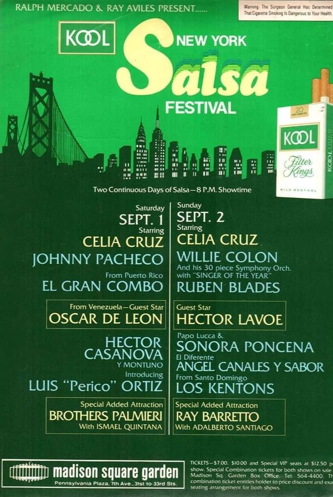 Chris_Montz's tweet photo. En 1979, se realizó, en el Madison Square Garden, el 4° Festival de Salsa en Nueva York. Dos días llenos de buena salsa: sábado 1 y domingo 2 de septiembre. ¡Mira los artistas anunciados en este cartel!

[Te regalo una boleta 🎫, válida para una de las dos fechas ¿cuál eliges?] https://t.co/4mt1RL5q7w
