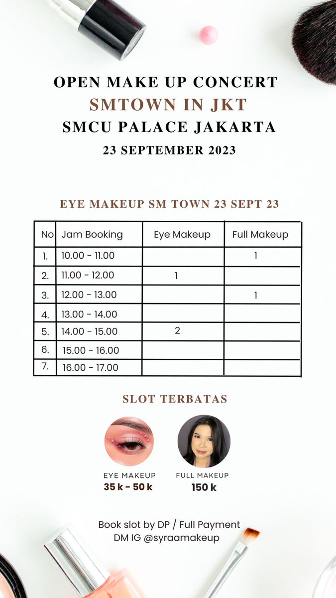 MBAPALUGADA's tweet photo. MASIH ADA SLOT-NYA!! (5/30)

JASA EYE MAKEUP - FULL MAKEUP KONSER
📍 Kim Bum in Jakarta - 3 September 2023

BOOKING BURUAN: https://t.co/DdkIoRFF0e

#Viu #KimBum #KimBuminJakarta #BetweenUandMe_in_JAKARTA #ViuScreamDates https://t.co/tOcynQaMR5
