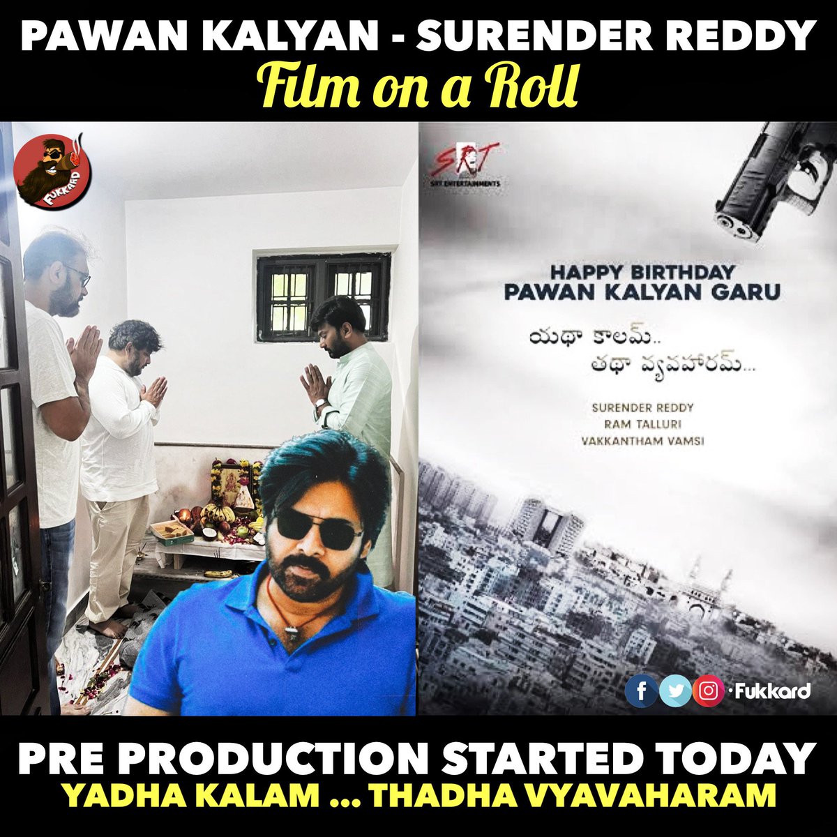 Fukkard's tweet image. #PawanKalyan - #SurenderReddy - #VakkanthamVamsi - #RamTalluri

New film Started..