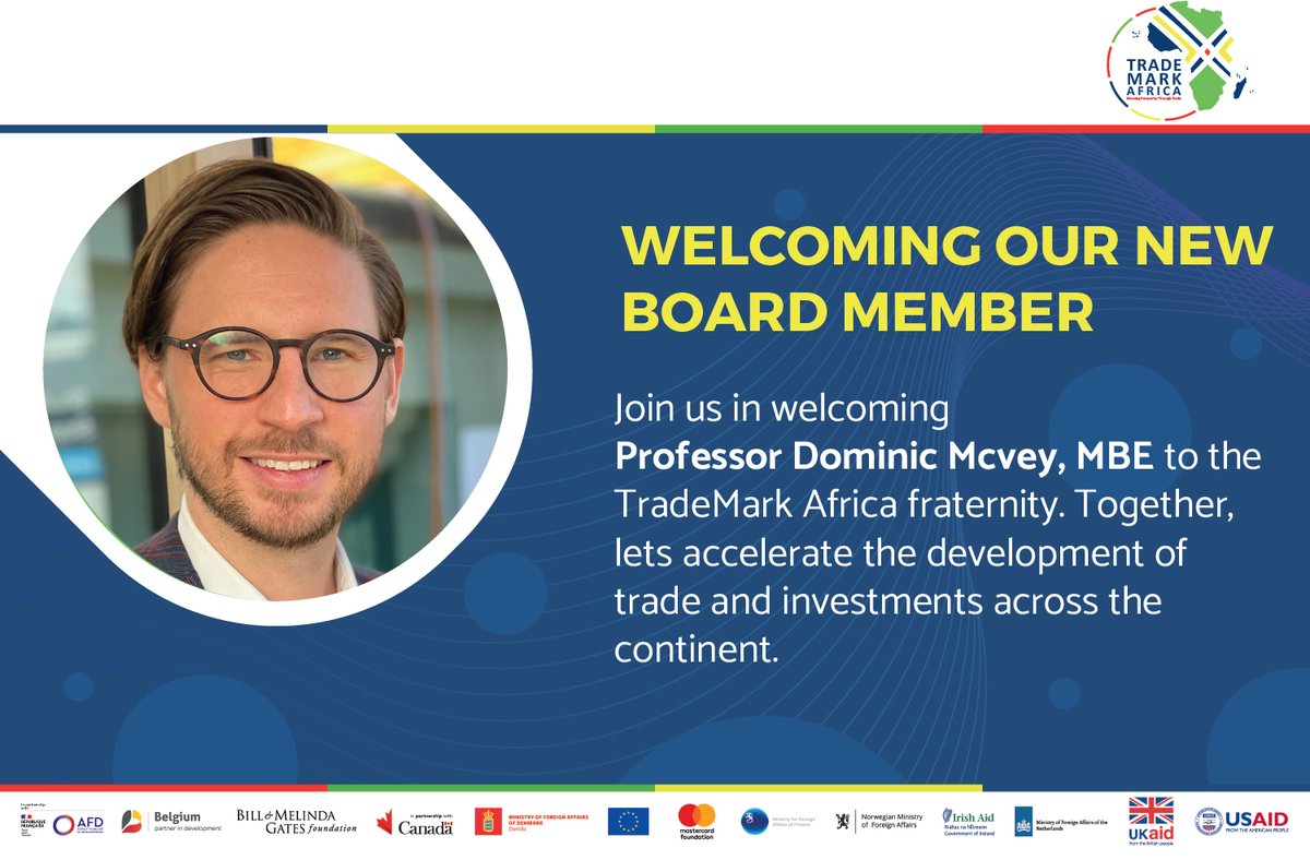 TradeMark Africa (@trademarkafrica) on Twitter photo Join us in welcoming Prof. <a href="/dominicmcvey/">Prof. Dominic McVey MBE</a> as our Board Member effective 1 Sept 2023. Prof. is an award-winning entrepreneur & business leader with diverse interests ranging from manufacturing to tech to management consultancy. Link for More👇 linkedin.com/feed/update/ur… Join us in welcoming Prof. <a href="/dominicmcvey/">Prof. Dominic McVey MBE</a> as our Board Member effective 1 Sept 2023. Prof. is an award-winning entrepreneur & business leader with diverse interests ranging from manufacturing to tech to management consultancy. Link for More👇 linkedin.com/feed/update/ur…