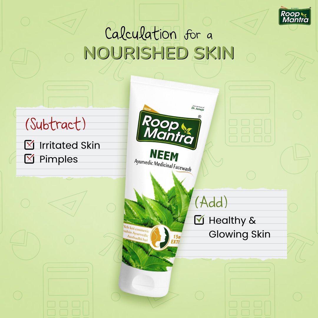 Performing calculations for your maths exam can be tough but for your skin, it's easy! With Roop Mantra's Neem Face Wash enjoy nourished skin with a simple calculation! #RoopMantra #neemfacewash #summertips #Neem #ayurvedalife #healthyskin Shop Now: divisastore.com/products/ayurv…