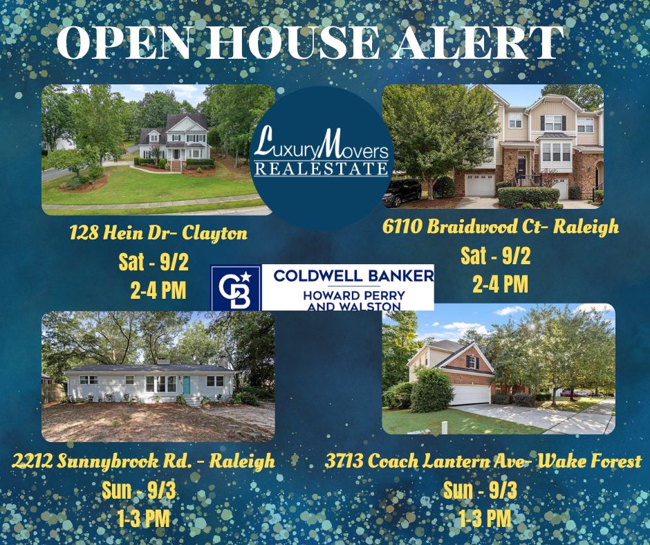 Still looking for a new 🏠?  This #labordayweekend come say hi at our #openhouse's.  We are in a variety of areas and one just may be calling you home!  More info here: bit.ly/teamcontactLM #luxurymovers #homesforsale #raleighrealestate #ncrealtor #HouseHunting