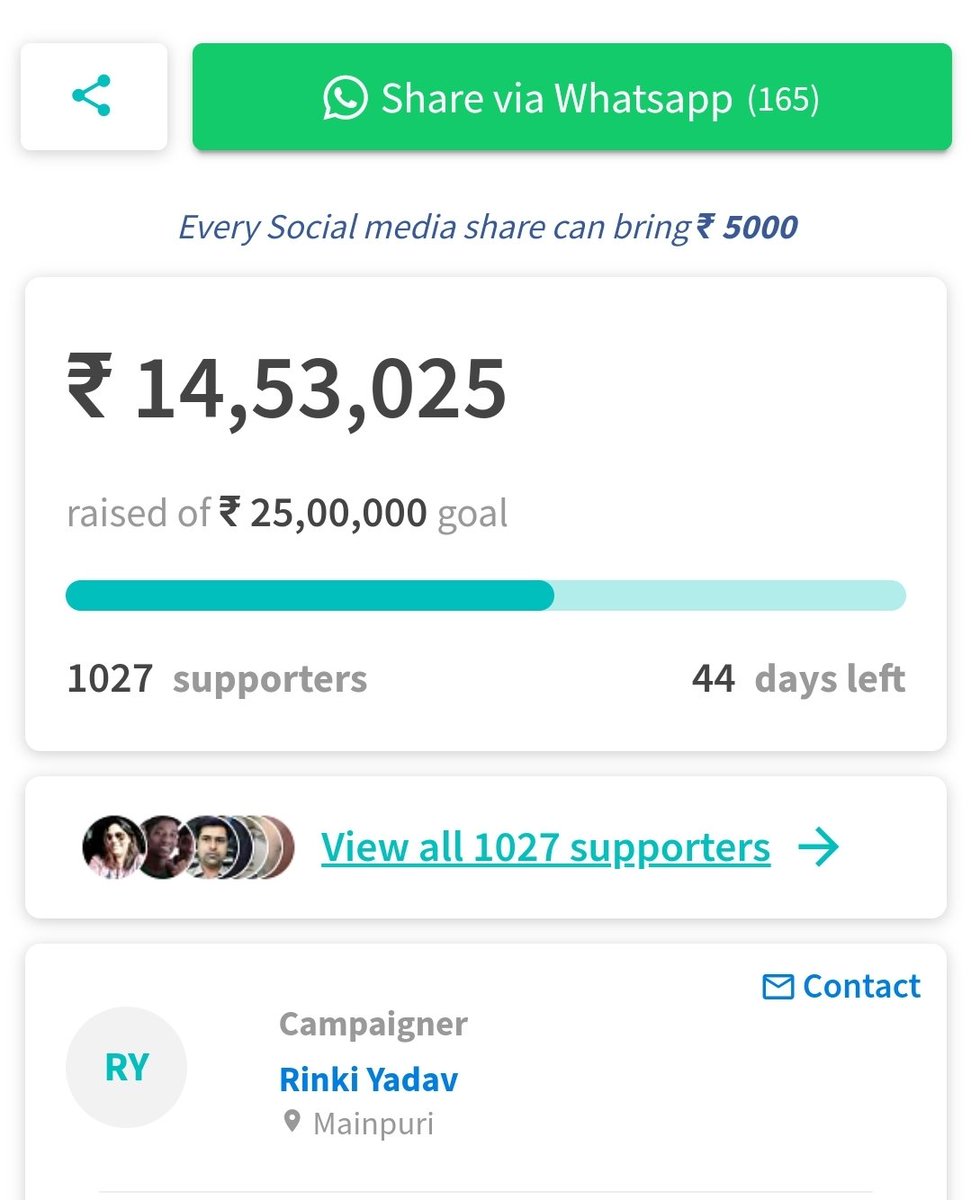 zoo_bear's tweet photo. Rs.14,53,025 donated to Mohit Yadav's family. 10.5L more to achieve the target of 25L. Please contribute  generously. https://t.co/Tzi1OZ6Dry