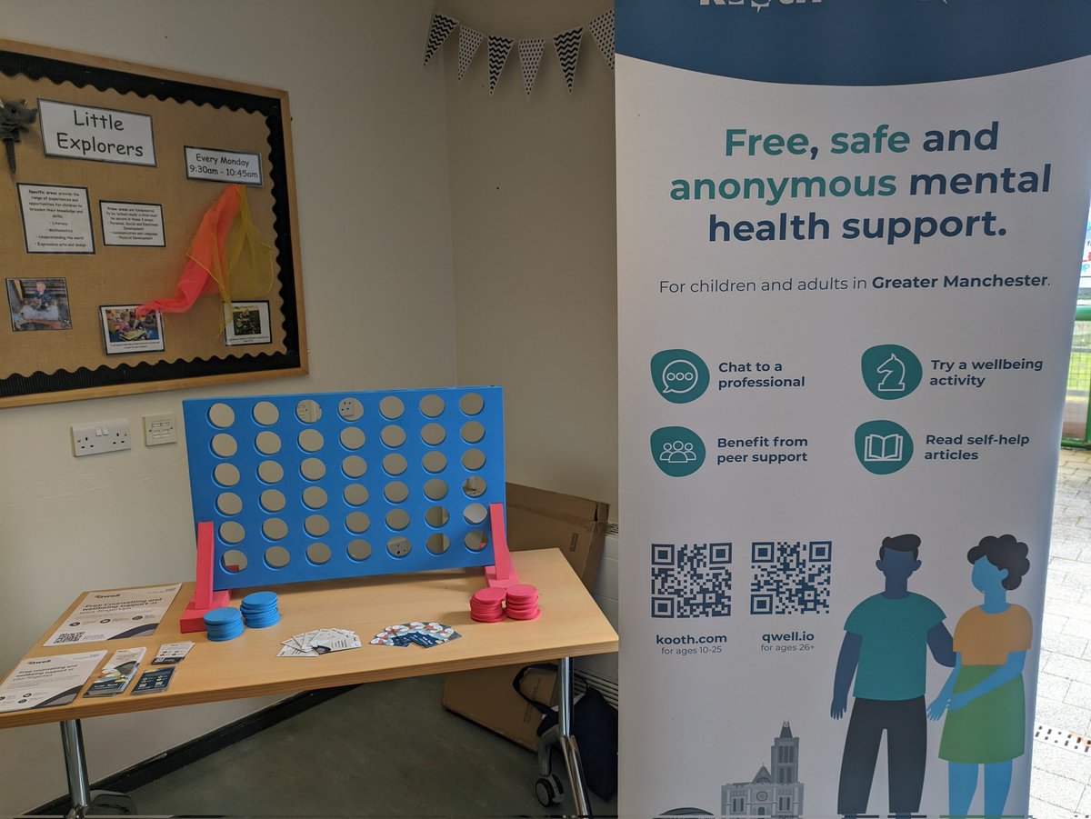 Here today at Ridge Hill Centre for the Family Fun Day! There's great stuff on from face painting to fruit kebabs. I'm sharing info on <a href="/kooth_plc/">Kooth Digital Health</a> services to parents/carers while watching some competitive games of connect 4! If you're about say hi &amp; hear what support's on offer!