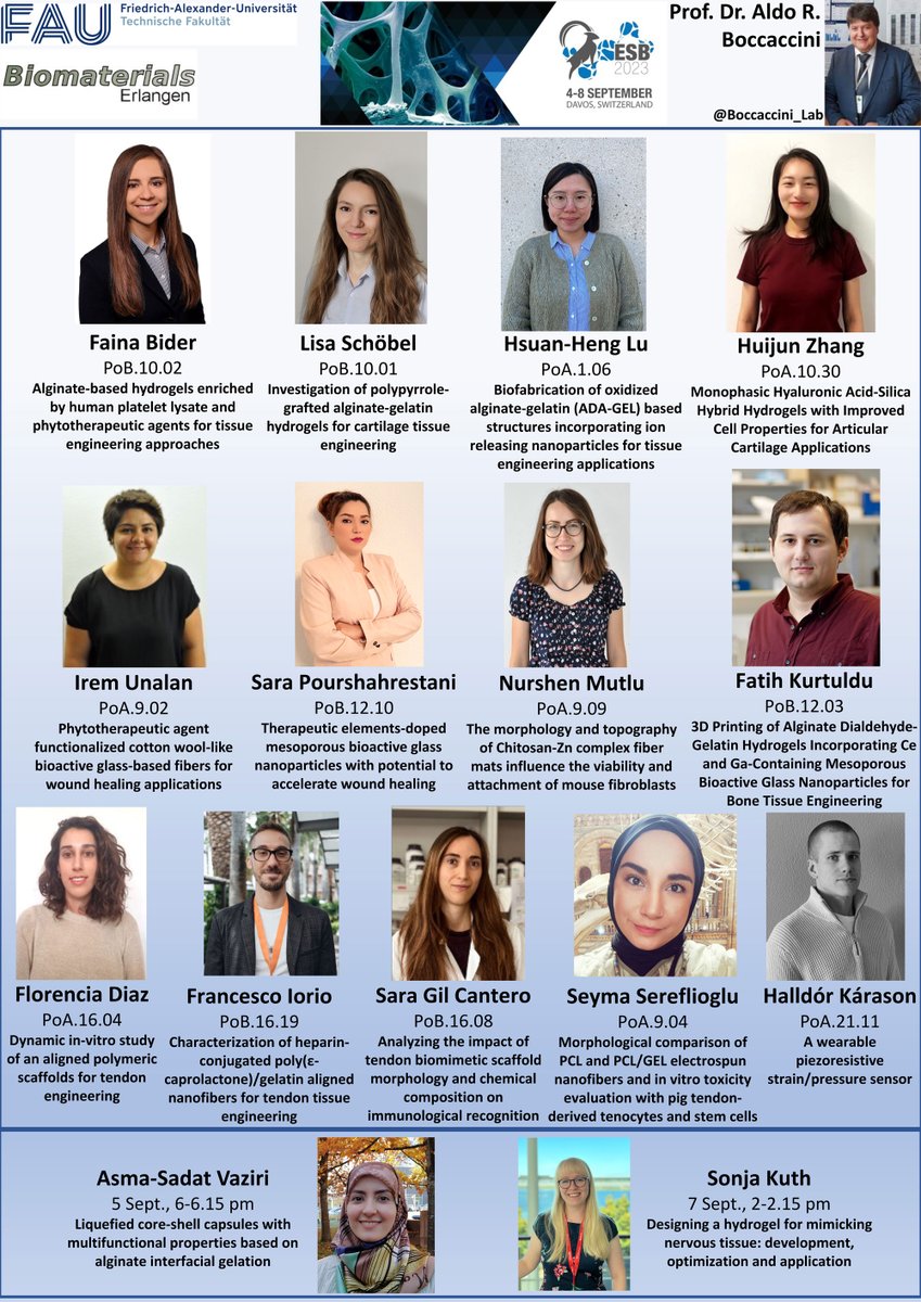 Asma-sadat Vaziri (@asmavaziri) on Twitter photo Trilled to attend @ESB2023 next week and give a talk on "Liquefied core-shell capsules with multifunctional properties based on alginate interfacial gelation".
Join me on Sept. 5, 6-6.15pm!
Looking forward to exchanging ideas with you all!
<a href="/Boccaccini_Lab/">Biomaterials_Erlangen</a> Trilled to attend @ESB2023 next week and give a talk on "Liquefied core-shell capsules with multifunctional properties based on alginate interfacial gelation".
Join me on Sept. 5, 6-6.15pm!
Looking forward to exchanging ideas with you all!
<a href="/Boccaccini_Lab/">Biomaterials_Erlangen</a>