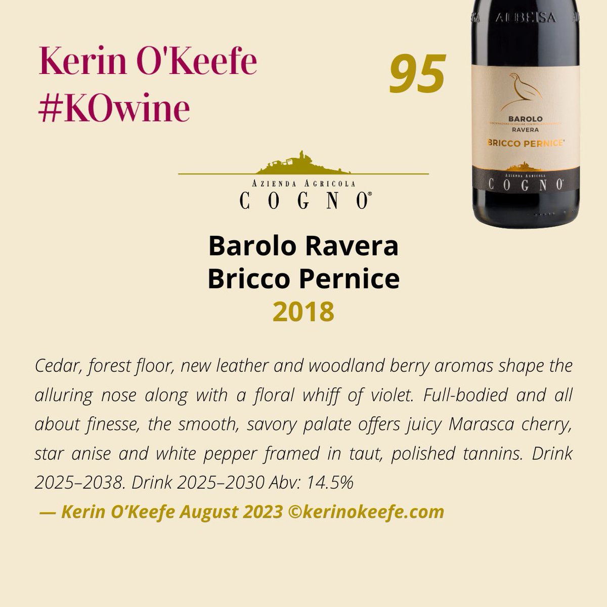 cognowines's tweet photo. 🙏 Many thanks to @KerinOKeefe for these beautiful reviews of our wines!

It is truly an honor for us!

#elviocogno #winereview https://t.co/v8mZOZg3UJ