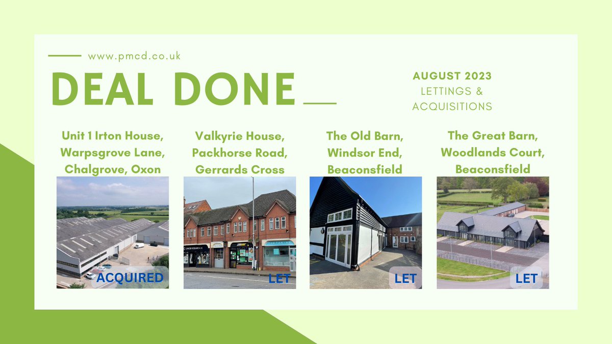 #dealsdone! If you need any advice letting, selling or acquiring all types of #commercialrealestate , please visit pmcd.co.uk