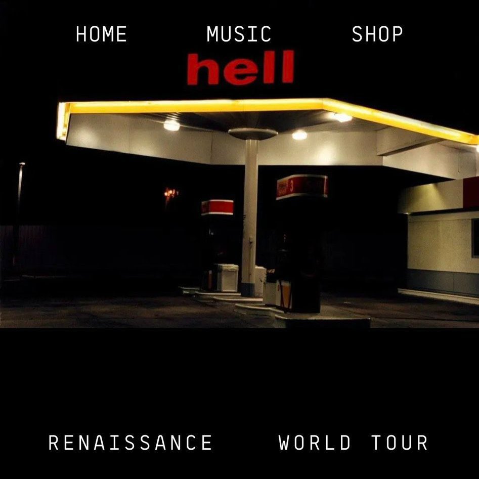 beyzhive's tweet photo. remember when this obscure image of ‘hell’ gas station popped up on https://t.co/4wTDotWAKw and later vanished? https://t.co/bOKQpbc763