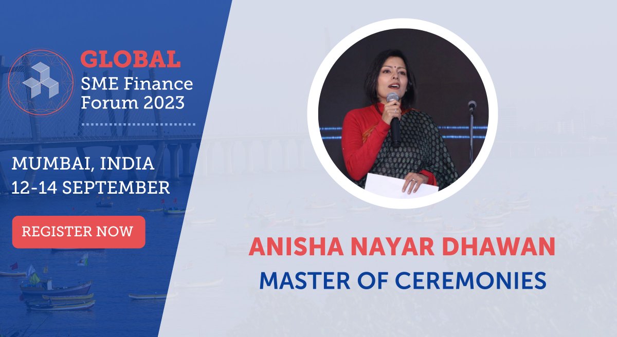 AnishaNDhawan's tweet photo. I am thrilled to be joining #GSMEFF23 organized by @SMEFinanceForum as an Emcee 
 📌 Mumbai, #India
📅 September 12th-14th, 2023
💸 REGISTATION and AGENDA https://t.co/duqCoI0LqF 
 #digitalecosystems #beyondfinance #smefinance https://t.co/dgofaNfOqk