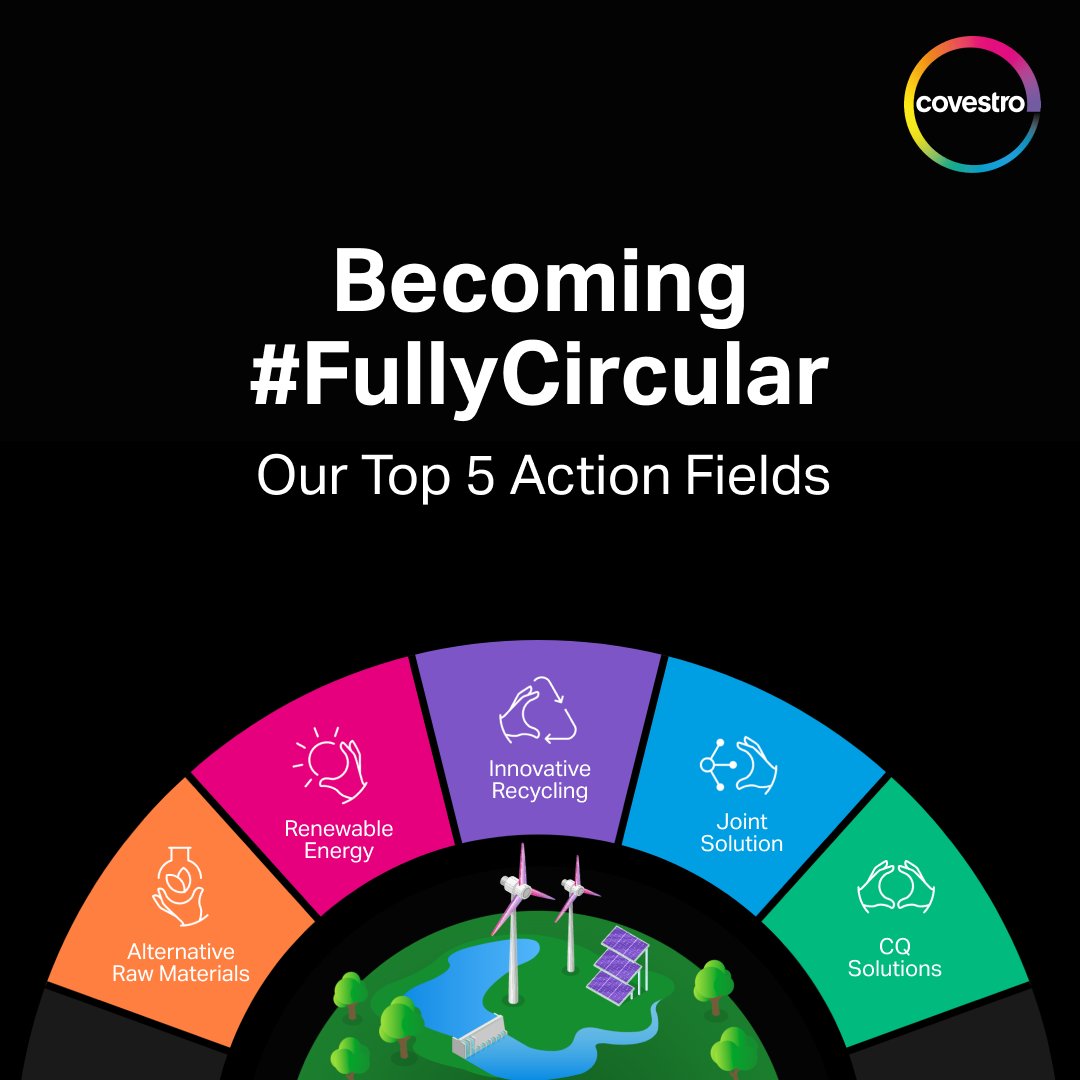 covestro's tweet image. We will be #FullyCircular. ♻ Our vision is not only our vision. It’s what we put into action day by day by day. 💪 Interested in our Top 5 Action Fields? We will explain in detail starting next week. Stay tuned!