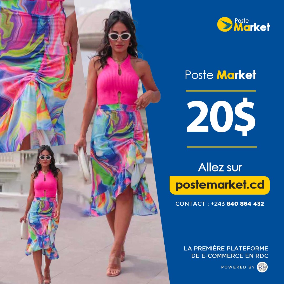 Postemarket_rdc's tweet image. Soyez la première à shopper🛍️🛒 cette magnifique jupe qui est actuellement à 20$🏷️ sur 𝐏𝐨𝐬𝐭𝐞 𝐌𝐚𝐫𝐤𝐞𝐭 📢

Allez sur notre site pour passer votre commande, cliquez ici 🔗postemarket.cd

Contact :+243 840 864 432

#PosteMarket #Ecommerce #SCPT
