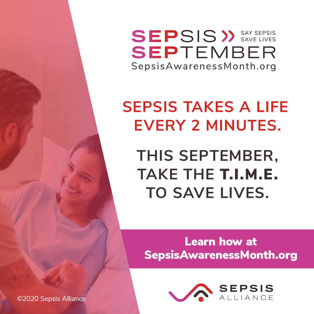 T2Bio's tweet image. September is #SepsisAwarenessMonth. Sadly, in the 20 seconds it takes you to read this post, another person in the United States will be diagnosed with #sepsis.  @SepsisAlliance is asking everyone to take the TIME to save a life. Learn more at SepsisAwarenessMonth.org. #SAM2023
