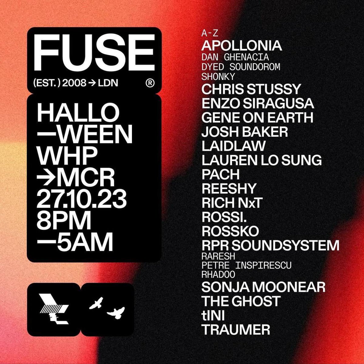 ChloeWStreettea's tweet photo. Fuse @ WHP // 27th October 

Apollonia, Chris Stussy, Enzo Siragusa, Josh Baker, Lauren L Sung, Rossi &amp; More! 

REP EXCLUSIVE tickets on sale now 🎟️ link in bio // message for link! 

#whp23 #warehouseproject https://t.co/SyRJkxc66p