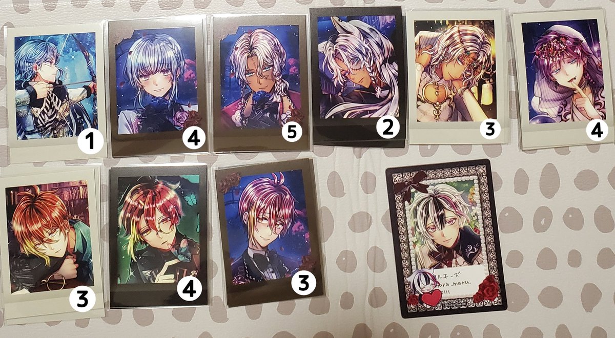 maru_maru_0111's tweet photo. あくねこ 悪魔執事と黒い猫 ぱしゃこれ 交換 譲渡

譲→バスティン、★ボスキ、★ハウレス、★アモン、ラムリ、〇ナック、フルーレ、〇ミヤジ、★ラト、フェネス 

求→同異種ユーハン 又はノーマル定価＋送料 箔押しは譲渡別条件あり(詳細ALT)

譲渡
★は〇含むお取引のみ https://t.co/jAF9gh5Ft5