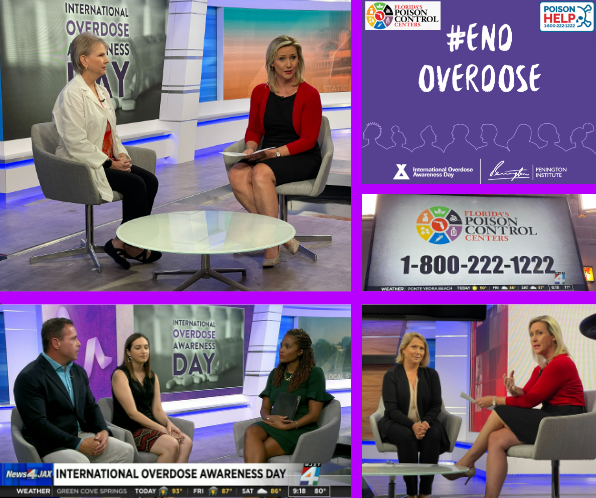 FloridaPoison's tweet photo. #Thankyou to @wjxt4 The Morning Show for understanding the importance of #OverdoseAwarenessDay yesterday.  The information you shared all morning long will help #EndOverdose.  #Poison Help 1-800-222-1222. @DrugFreeDuval @ProjectOpioid https://t.co/DHMcfCNWVq