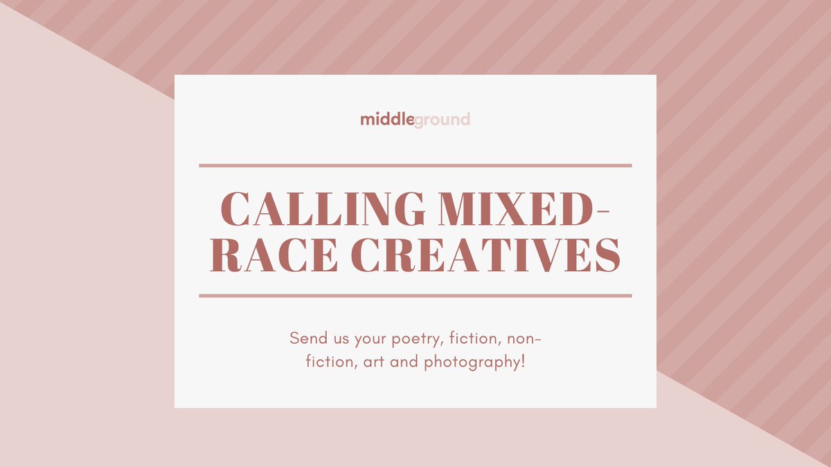 We're back 📢

After a 1-year hiatus, we've got plenty of news to share — but first things first, we're once again looking for #art and #writing by mixed-race creatives for our next issue! Deadline Sept 24 🗓

Details on our website: middlegroundmagazine.co.uk/submissions

#CallForSubmissions
