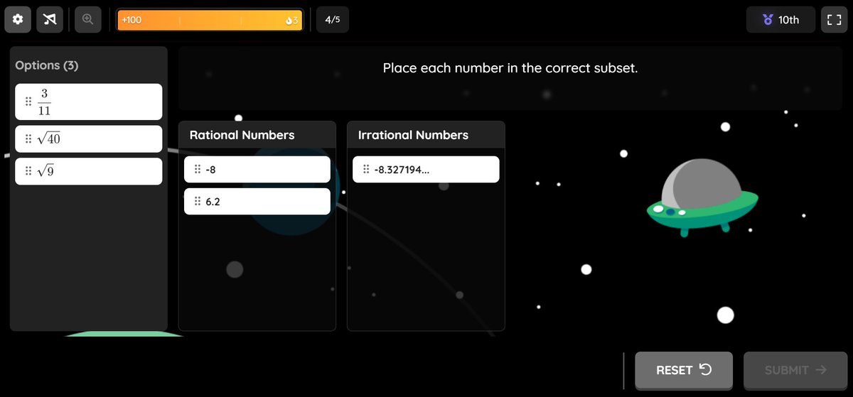 BensonVoss's tweet photo. Today we are trying out the new categorize question type from @quizizz. We are so excited! As a side note, we are loving this "Cosmic Picnic" background. 🛸👽#mathlikeaboss https://t.co/TpBFJWOYpy