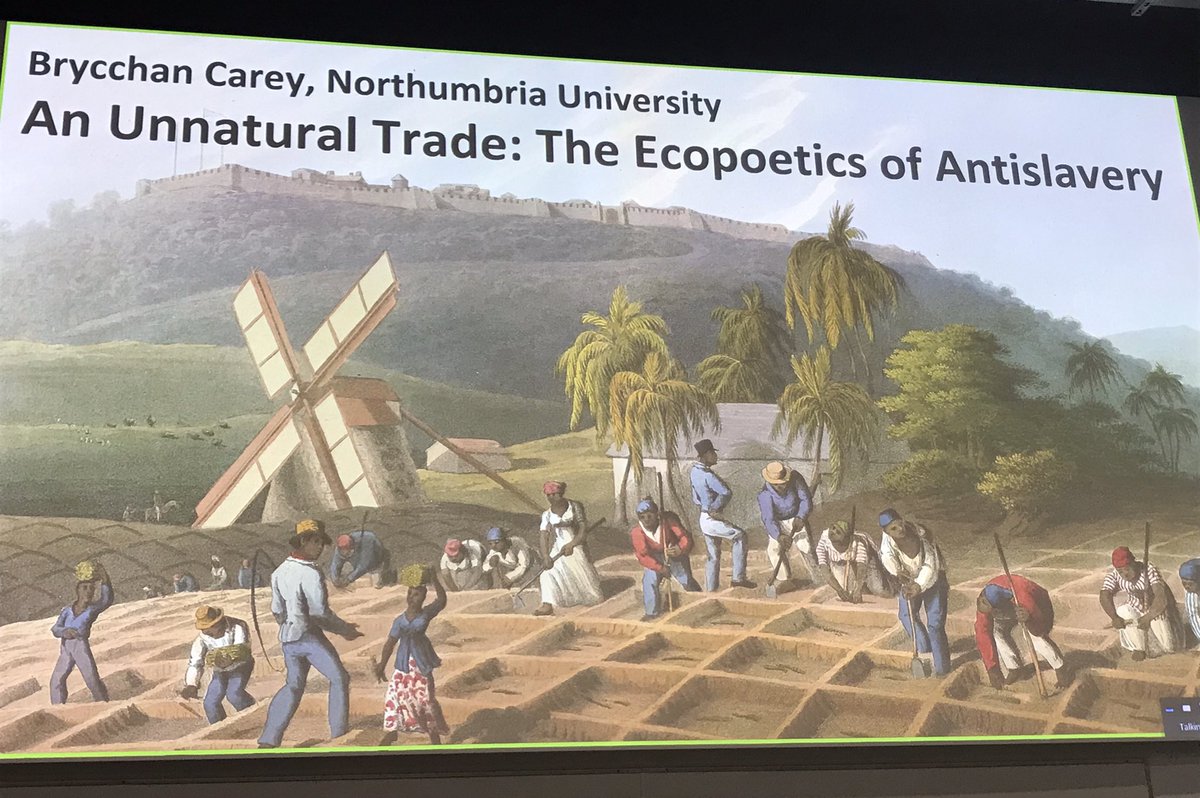For the last plenary of #ASLEUKI2023 @Brycchan explores enslavement and agrarian displacement in the Eclogues of Liverpool’s Edward Rushton: “An Unnatural Trade: The Ecopoetics of Antislavery”
