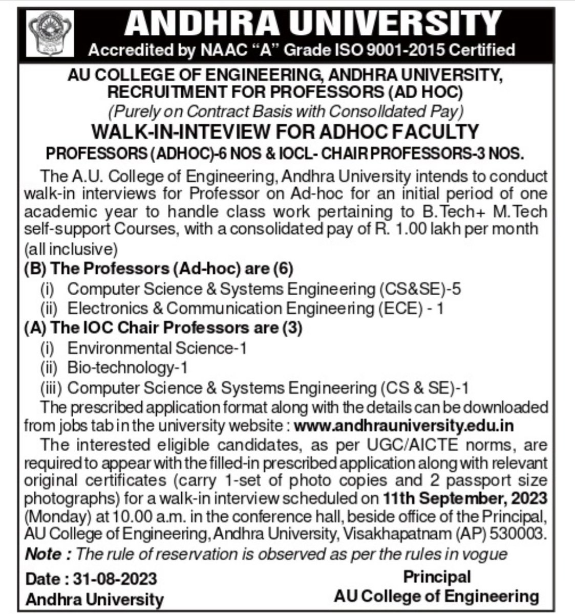 Andhra University Updates tweet media
