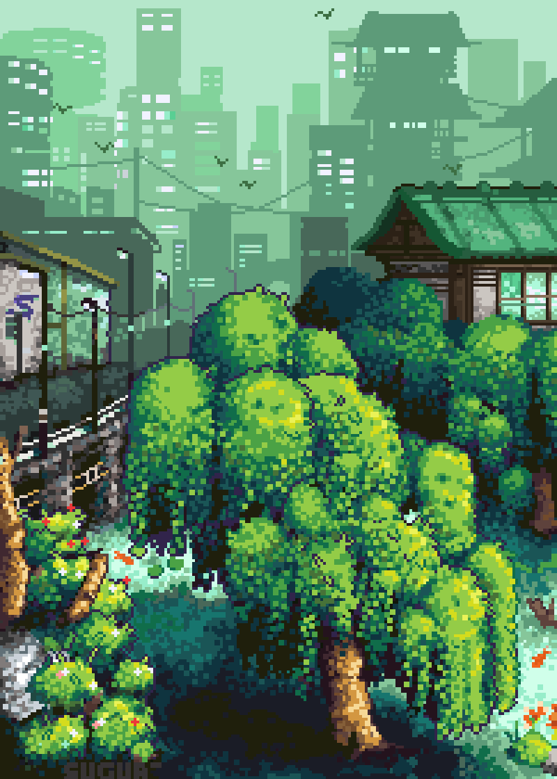 Suguuuriii's tweet photo. #ドッ��絵  #pixelart 🌲🌲 https://t.co/DAhlBvBaxt