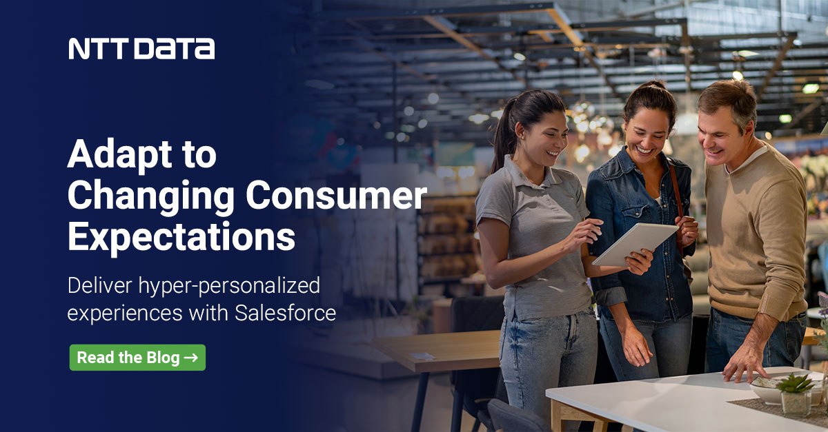 SukantaRoyCD's tweet photo. Organizations are adapting fast to manage key expectations of consumers like speed, quality of service and digital trust.

Check out this blog from Apisero Inc., an NTT DATA company's CEO Vijay Rao: https://t.co/eUfCT2J0bI

#salesforcepartner #consumer #roadtodreamforce https://t.co/pPjwtOzFXh