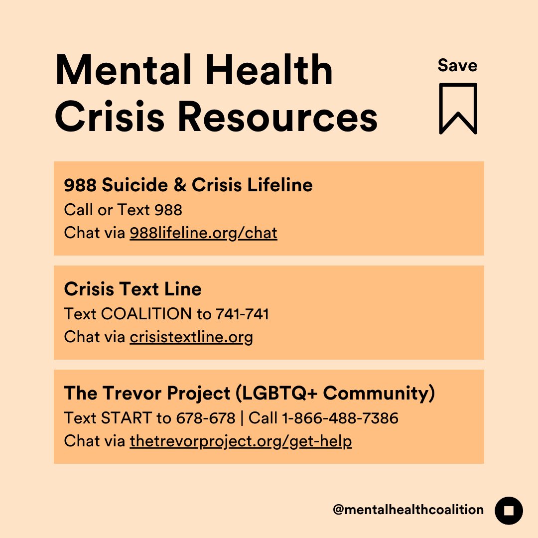 In honor of National Suicide Prevention Month this September, help us spread the word: Help is always available.

Resources like @988lifeline, @crisistextline, and @trevorproject are available with 24/7, free support for mental health crises to anyone in the US.
