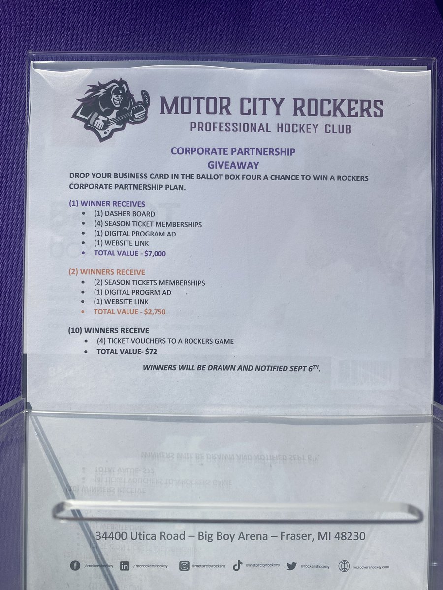 Come visit us this weekend at <a href="/ArtsBeatsEats/">Soaring Eagle Arts, Beats & Eats</a>! We have drawings for season tickets and corporate partnerships.  Gear up for the upcoming season!!! We are located near <a href="/oakcitygrille/">Oak City Grille</a> on 6th street in downtown <a href="/royaloakmi/">RoyalOak Michigan</a>. #RockOn