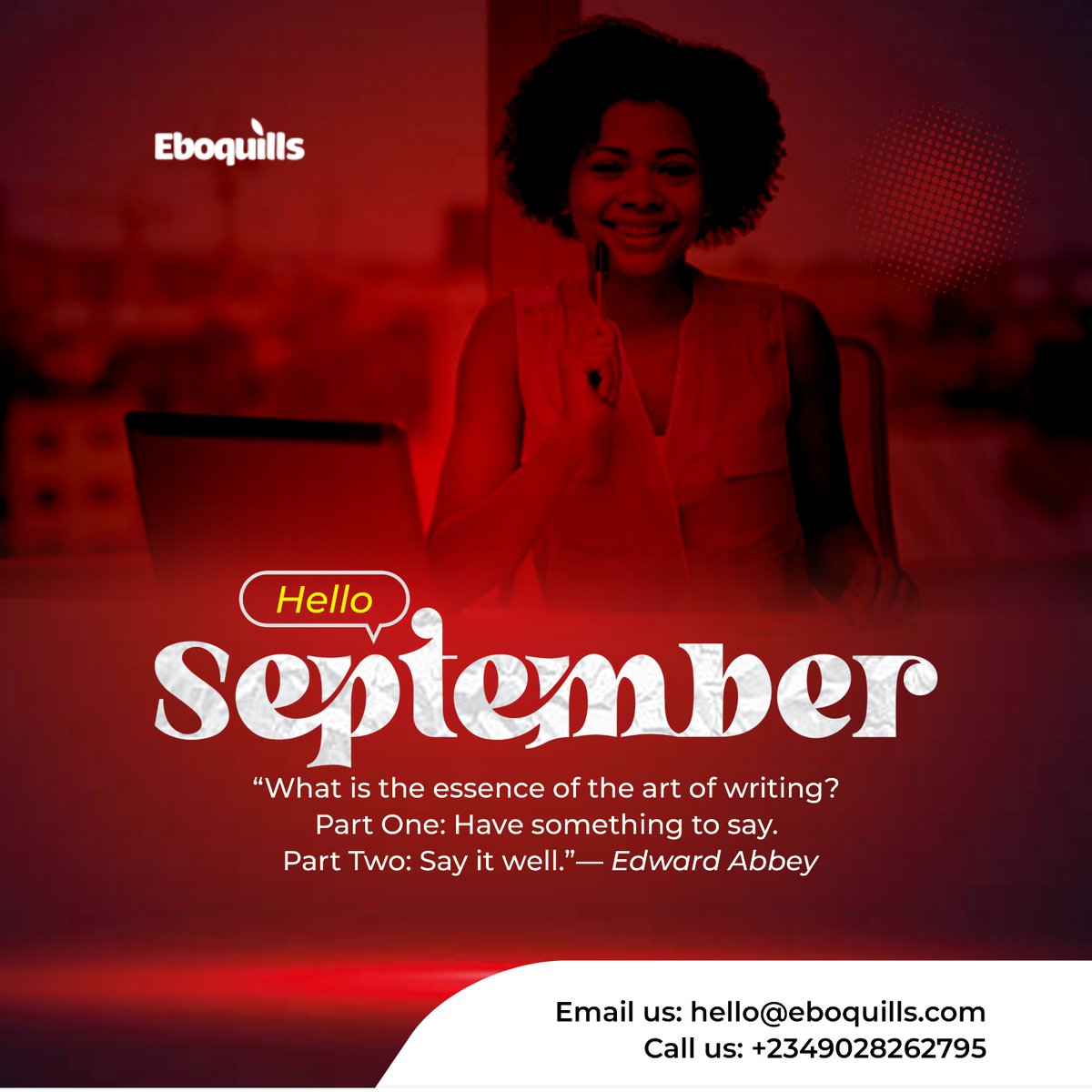 Welcome to Q4 of 2023!

Every #writer who still has their pen in between their fingers ✍️ despite all the ups and downs deserves accolades.

All of us at <a href="/eboquills/">eboquills</a> celebrate your resilience and dedication.

Have a beautiful #September 😍