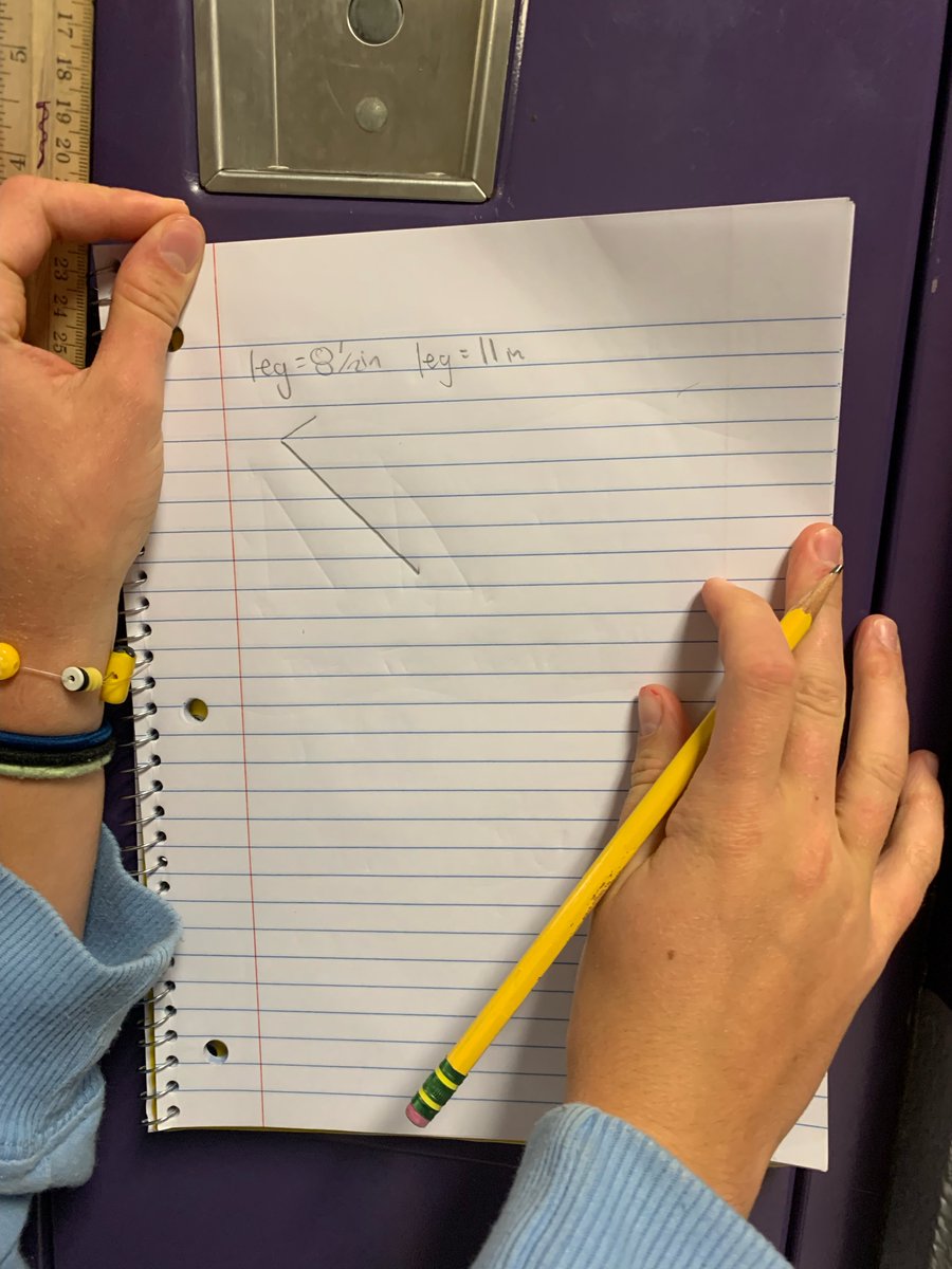 Students found the hypotenuse from real life objects in the room using the pythagorean theorem. Students were reminded that math can be applied to real world problems!