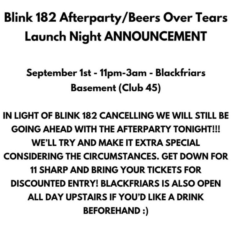 Blink- 182 might have cancelled but we didn’t 👀