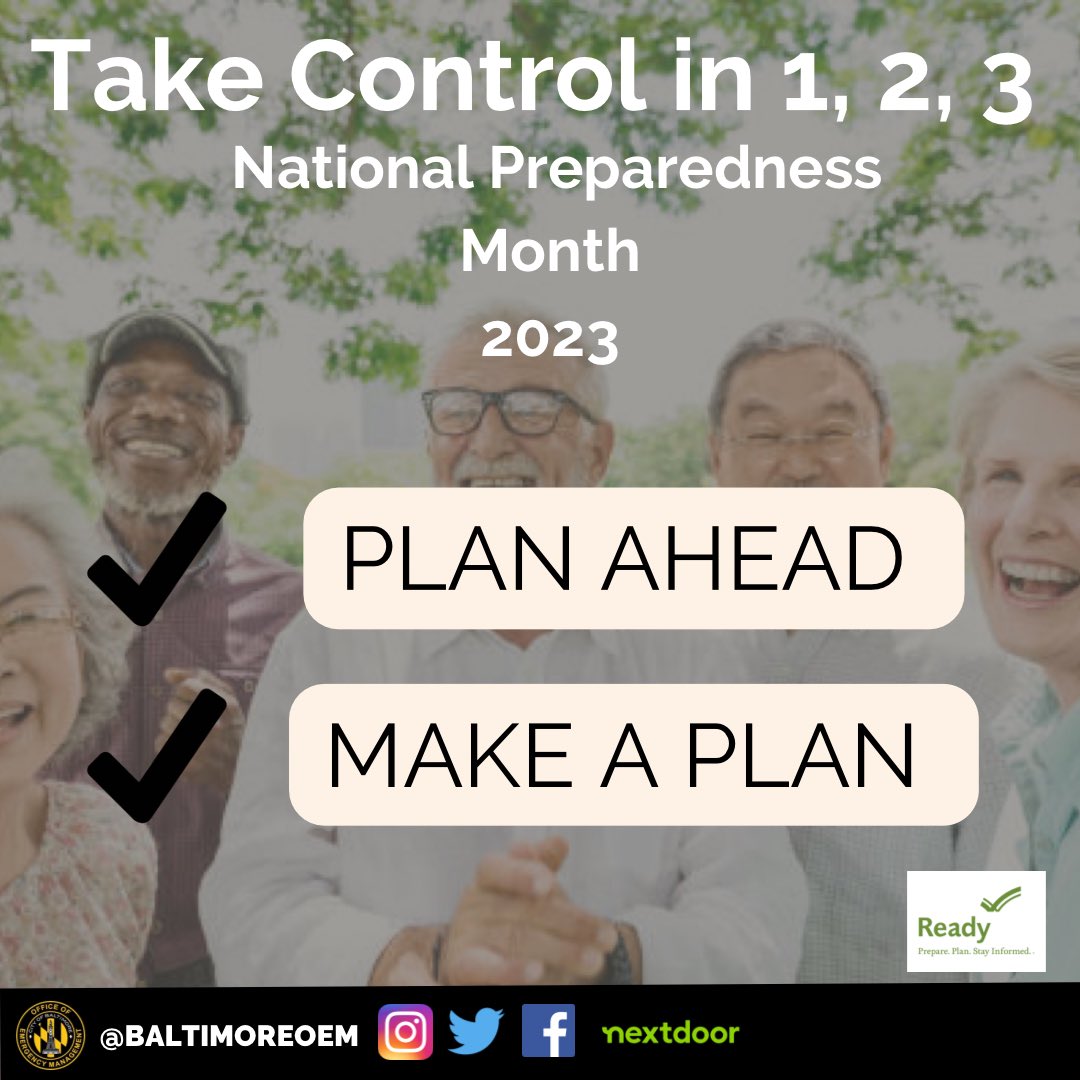 BaltimoreOEM's tweet photo. It’s the official start of National Preparedness Month !! Follow along with us as we provide our best advice about the ways you and your family can stay safe and be prepared for disaster’s !
.
.
.
.
.
.
#nationalpreparednessmonth #disasterpreparedness #takecontrolin123 #readygov https://t.co/iUvYR9ChQ3