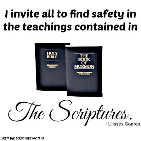 LikenScriptures's tweet image. I invite all to find safety in the teachings contained in the scriptures.
~Ulisses Soares
#Scripture #WordOfGod #ScriptureStudy