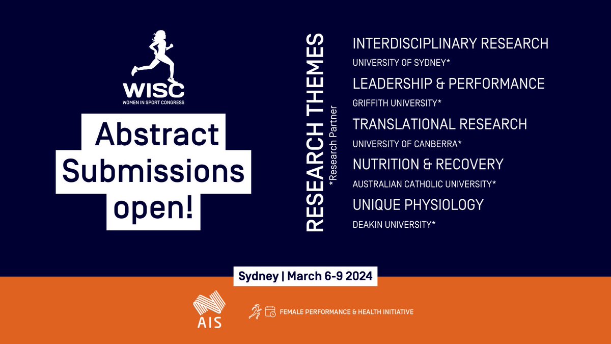 WISCongress's tweet photo. Have you submitted your abstract yet for #WISC2024?✍️

Researchers, practitioners, athletes &amp; coaches submit your abstracts on any of the research themes sponsored by our Uni Research Partners before 22 September!

🔗 Submissions &amp; Guidelines https://t.co/B156NInzfo
🤝 @theAIS https://t.co/gqGOHQxG8P