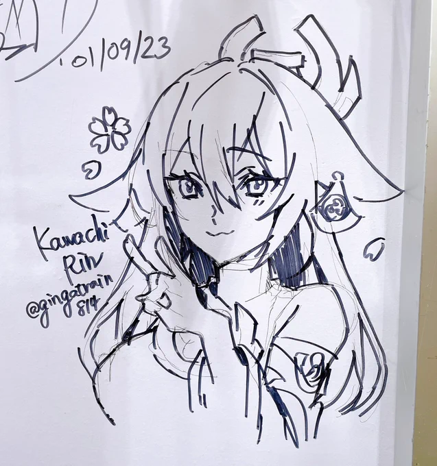 #バンコク日本博2023 で描いた
八重神子🦊⛩🌸

1日目の熱量半端なかった!!
まだ1日目⁉️⁉️⁉️⁉️

八重神子のコスプレイヤーさん見かけてテンション上がって「写真撮ってくださいー!」って声掛けたのに肝心の自分のスマホで撮るの忘れて号泣した(ご本人いらっしゃったら写真ください😭😭) 