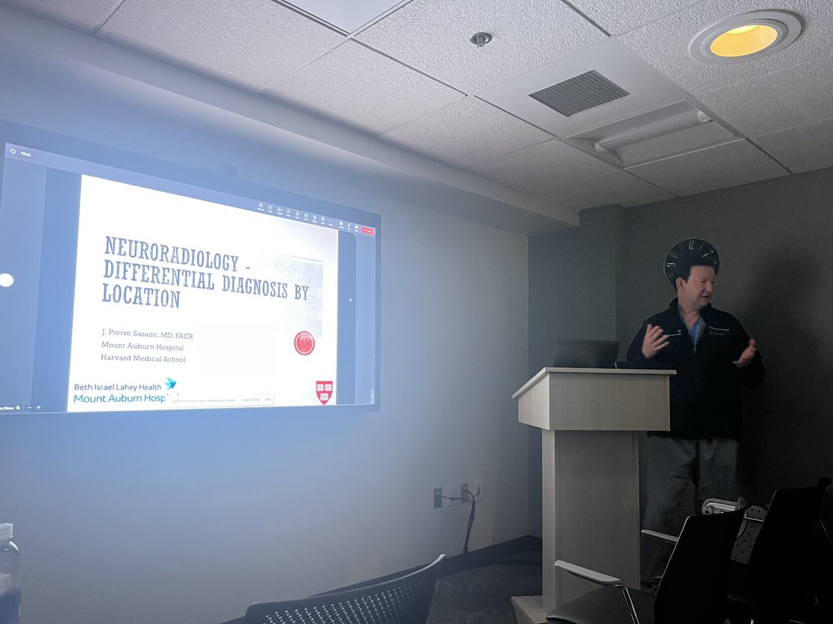 Mount Auburn Hospital Radiology Residency (@mtauburnradres) on Twitter photo September is neuroradiology month at the mount! Which means lectures by our neuroradiologists <a href="/Psasson/">J. Pierre Sasson</a> <a href="/monicajwood/">Monica Wood, MD</a>. Today- differential diagnosis by location talk from our chair Dr. Sasson! September is neuroradiology month at the mount! Which means lectures by our neuroradiologists <a href="/Psasson/">J. Pierre Sasson</a> <a href="/monicajwood/">Monica Wood, MD</a>. Today- differential diagnosis by location talk from our chair Dr. Sasson!